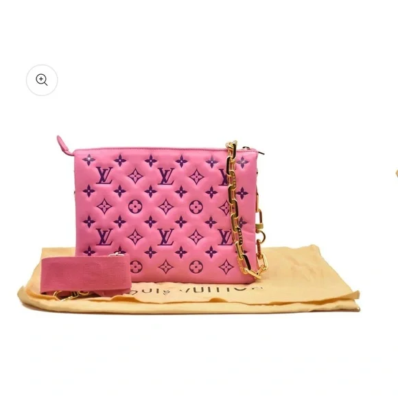 LOUIS VUITTON Lambskin Embossed Monogram Vuittamins Coussin PM Rose Violet - Picture 7 of 13